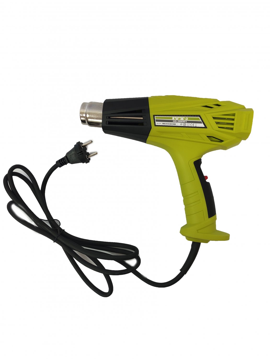 Термопистолет HG-2000W/1 (2000Вт, 600°C, 500л/мин, + 4 насадки) IVT