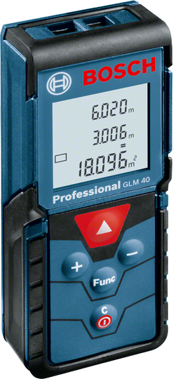 Лазерный дальномер GLM 40 (диапазон 0,15-40м, погреш. ±1,5мм, 2 плоскости, брезент.чехол) BOSCH