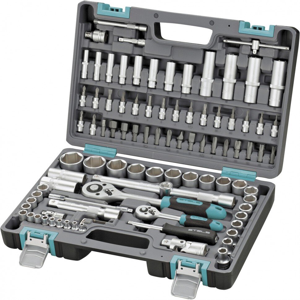 Набор инструмента 94 предм, 1/2", 1/4", Cr-V, пластиковый кейс STELS
