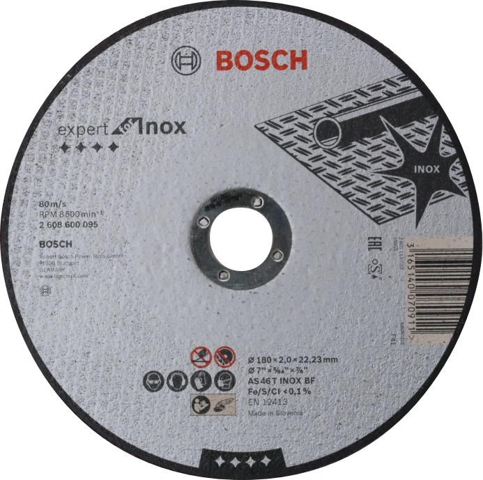 Круг отрезной Expert по нержавеющей стали 180х2,0х22мм, прямой BOSCH