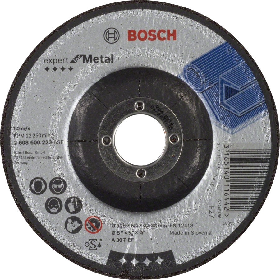 Круг шлифовальный Expert по металлу 125х6х22мм, вогнутый BOSCH