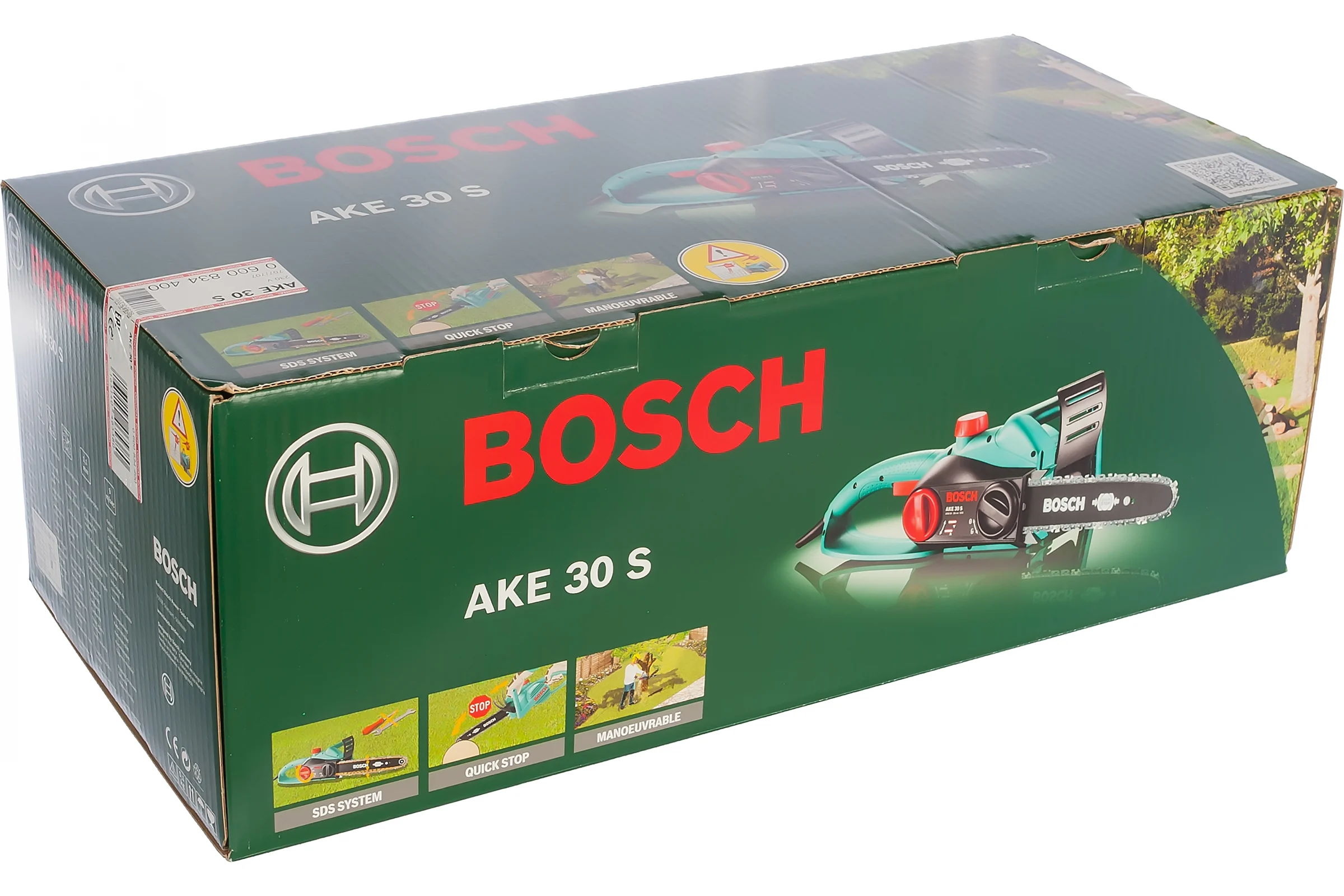 Пила цепная AKE 30S (1800Вт, шина 30см, аварийный тормоз, безинструментальное натяжение цепи) BOSCH