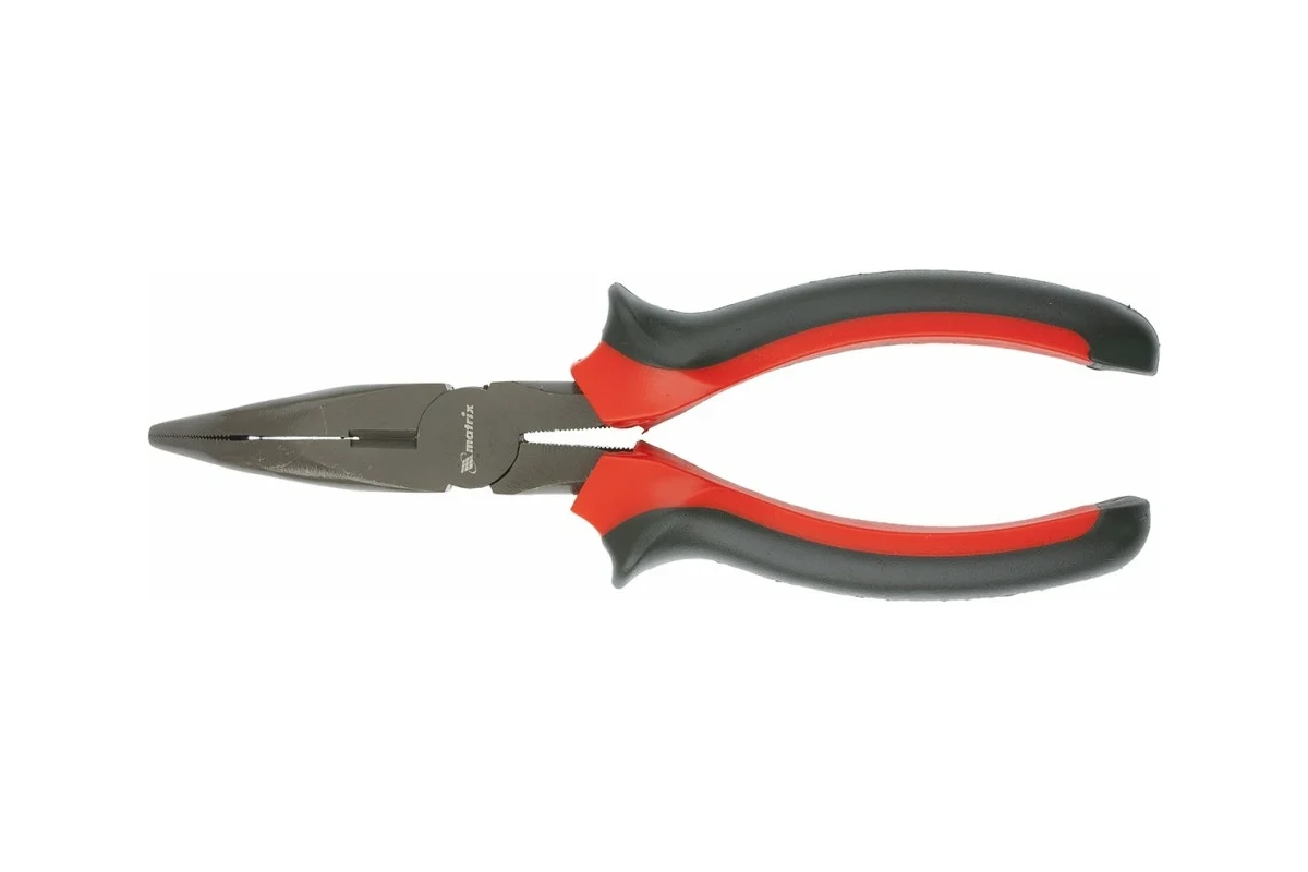 Длинногубцы MATRIX Black Nickel 160мм, изогнутые, двухкомпонентные рукоятки