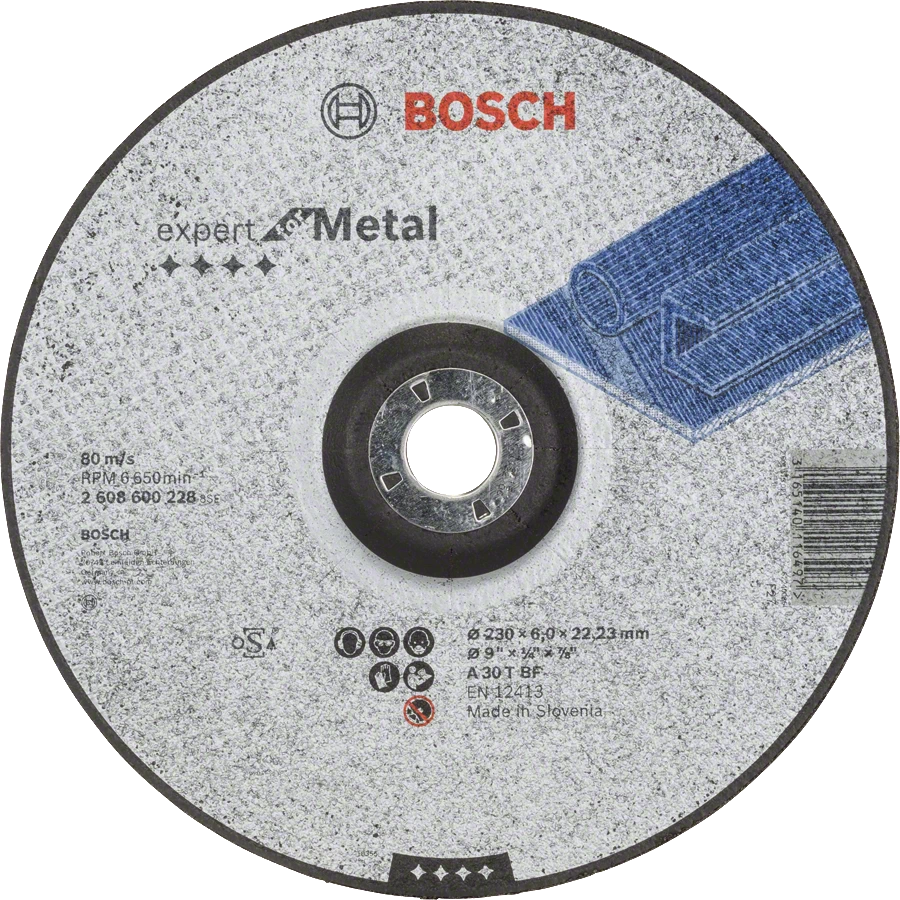 Круг шлифовальный Expert по металлу 230х6х22мм, вогнутый BOSCH