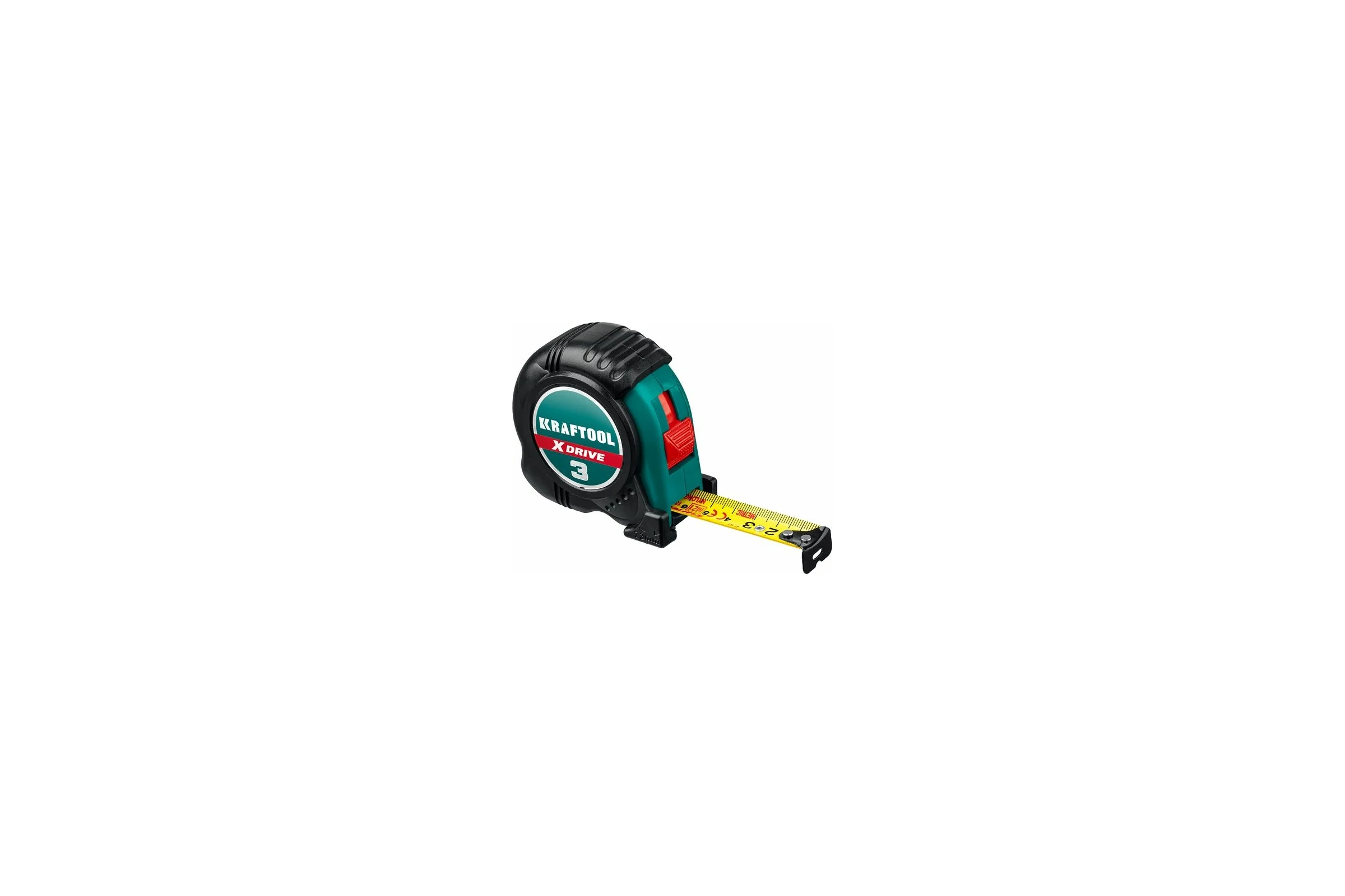 Рулетка KRAFTOOL X-Drive 3м/19мм, с ударостойким обрезиненным корпусом