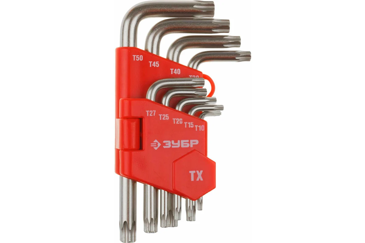 Набор ключей имбусовых ЗУБР "Мастер" 9 предм., TORX Т10-Т50, короткие