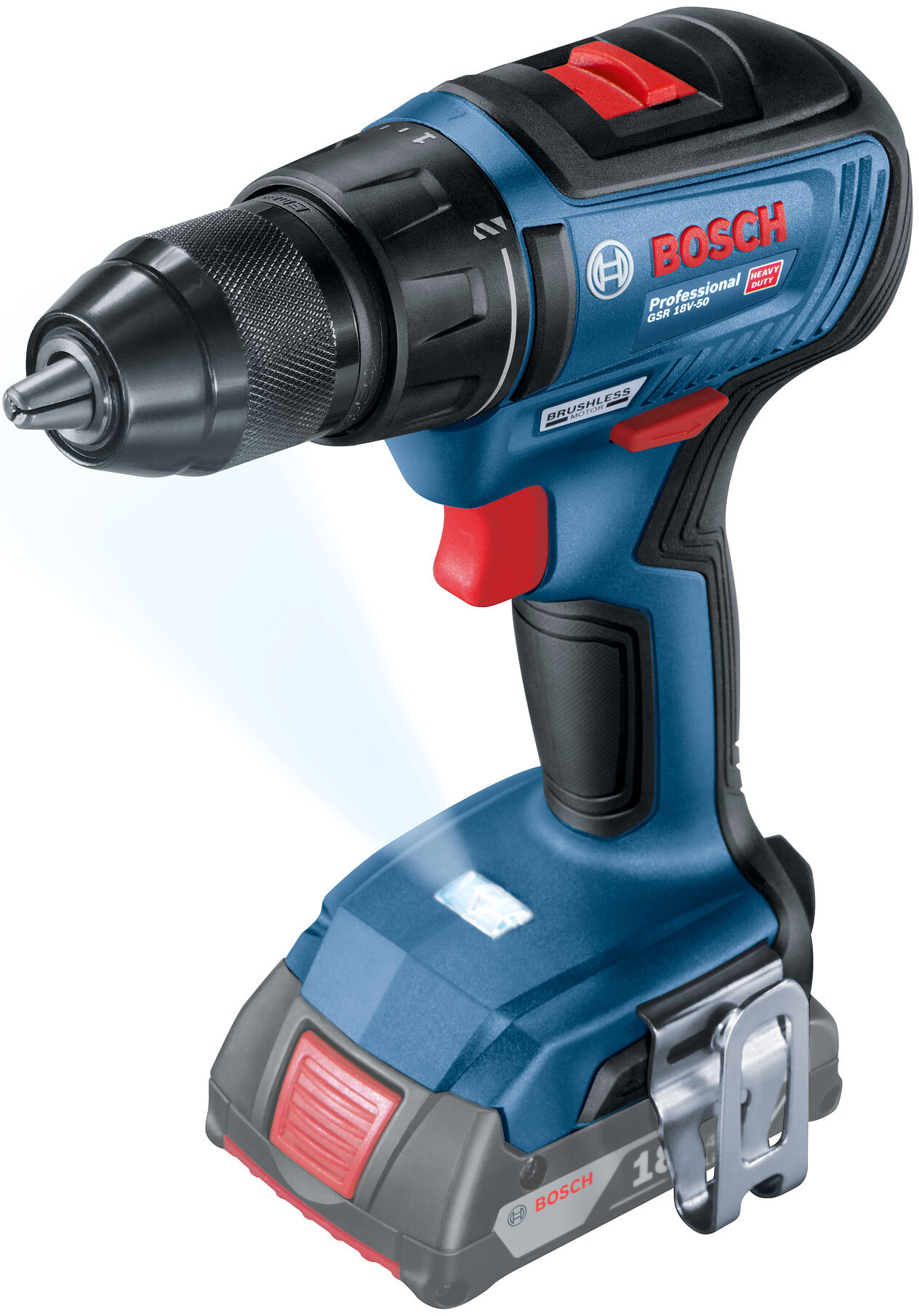 Аккумуляторная дрель-шуруповёрт GSR 18V-50 (18В, Li-Ion, 2х2,0Ач, 50/28Нм, 0-460/1800об/мин, патр.б/з 13мм, сумка, +набор бит 43шт) BOSCH