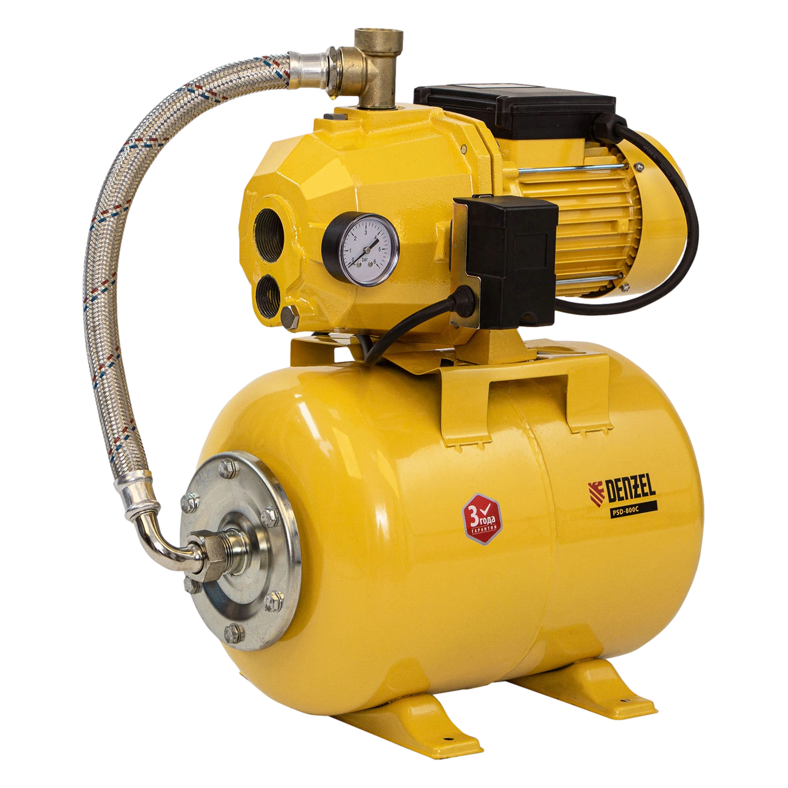 Насосная станция эжекторная PSD800C (800Вт, рессивер 24л, 2400л/ч, высота подъёма 45м, высота всасывания 20м, 23кг) DENZEL