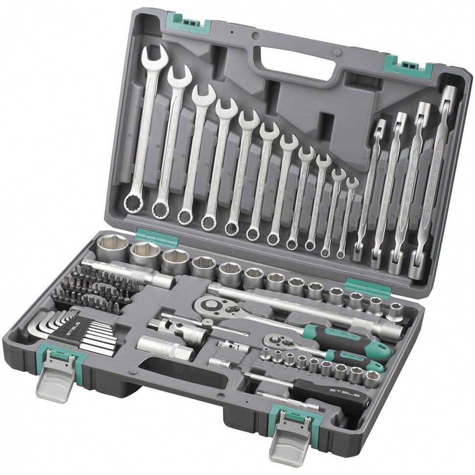 Набор инструмента 88 предм, 1/2", 1/4", Cr-V, пластиковый кейс STELS