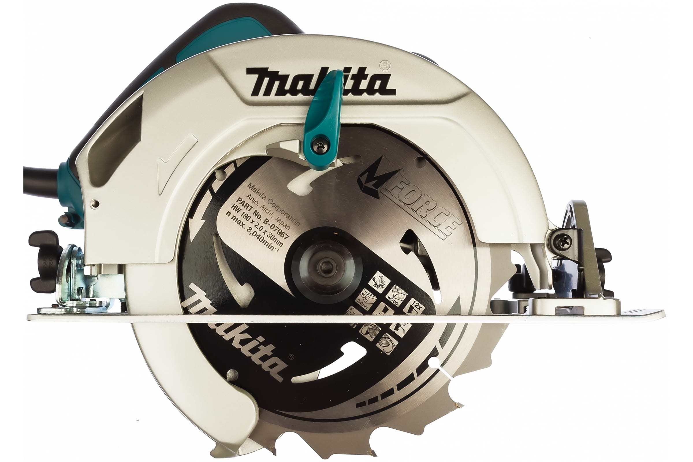 Пила дисковая HS7601 (1200Вт, Ø190х30мм, пропил 66мм, 5200мин-1, 4кг) MAKITA