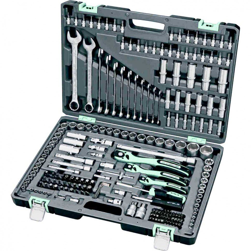 Набор инструмента 216 предм, 1/2", 3/8", 1/4", Cr-V, усиленный кейс STELS