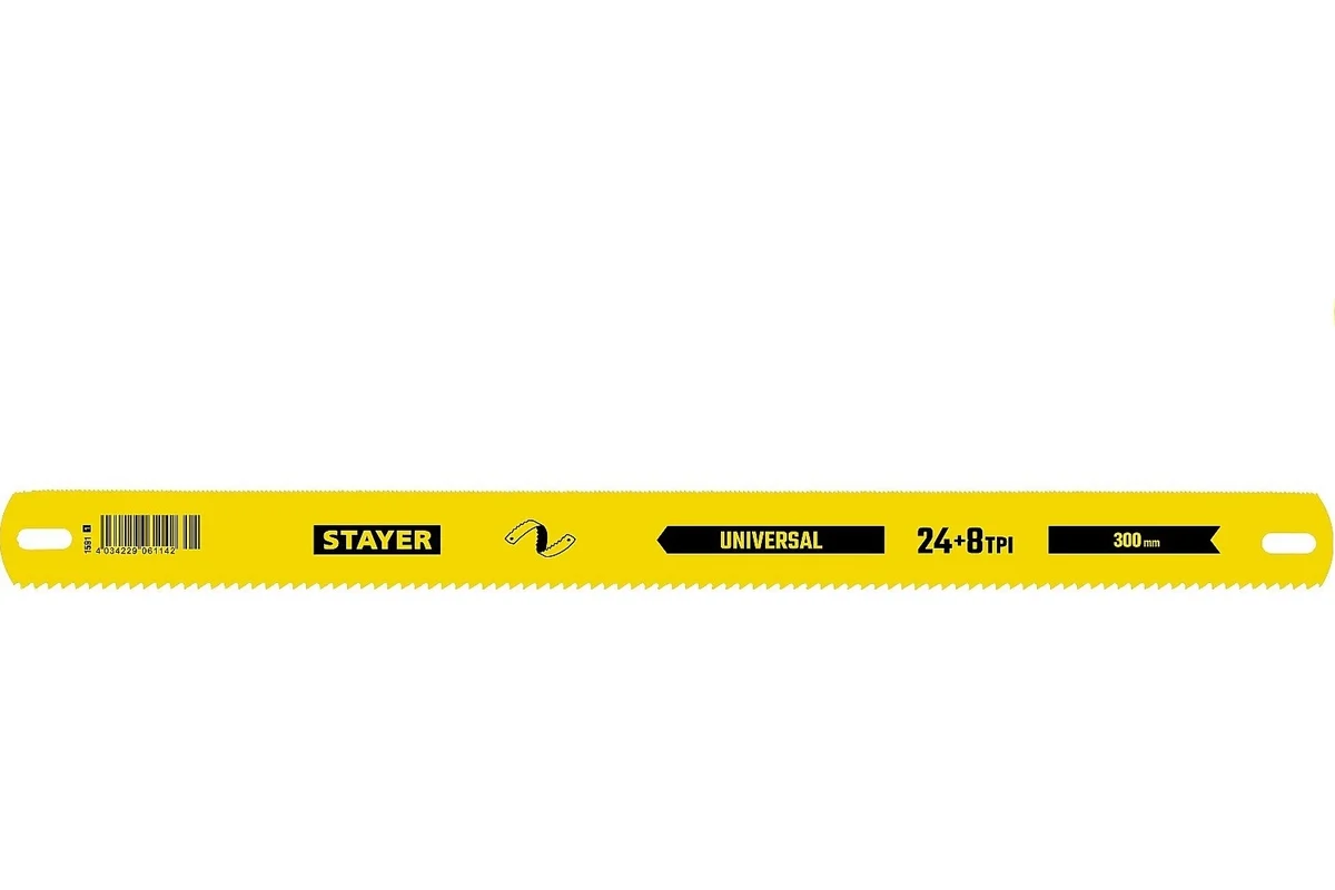 Полотно ножовочное широкое 25х300мм, 8+24TPI, металл, дерево, STAYER Universal