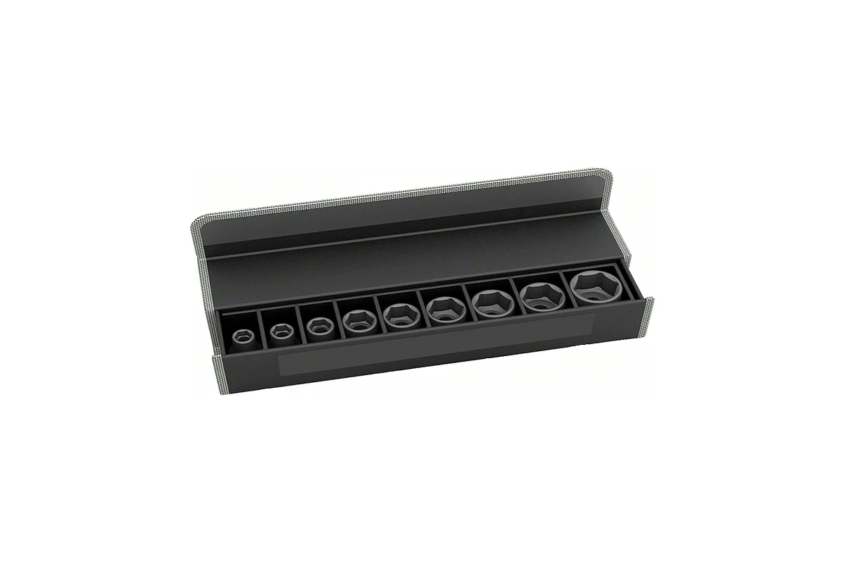 Набор торцовых головок 9шт, 1/4", 6-14мм, 50мм BOSCH
