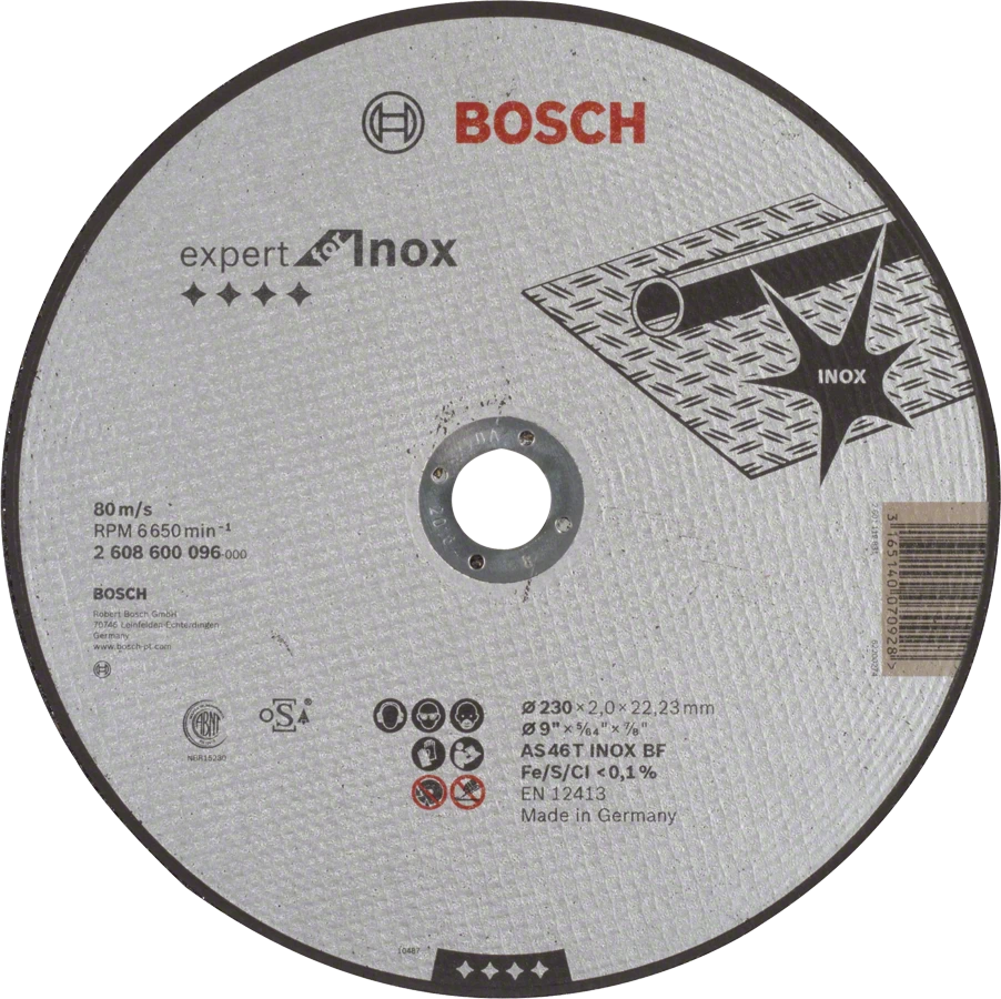 Круг отрезной Expert по нержавеющей стали 230х2,0х22мм, прямой BOSCH