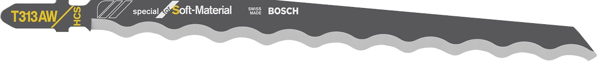 Пилка T 313AW - 126мм по ковровым покрытиям, коже, резине, стиропору (<100мм) BOSCH