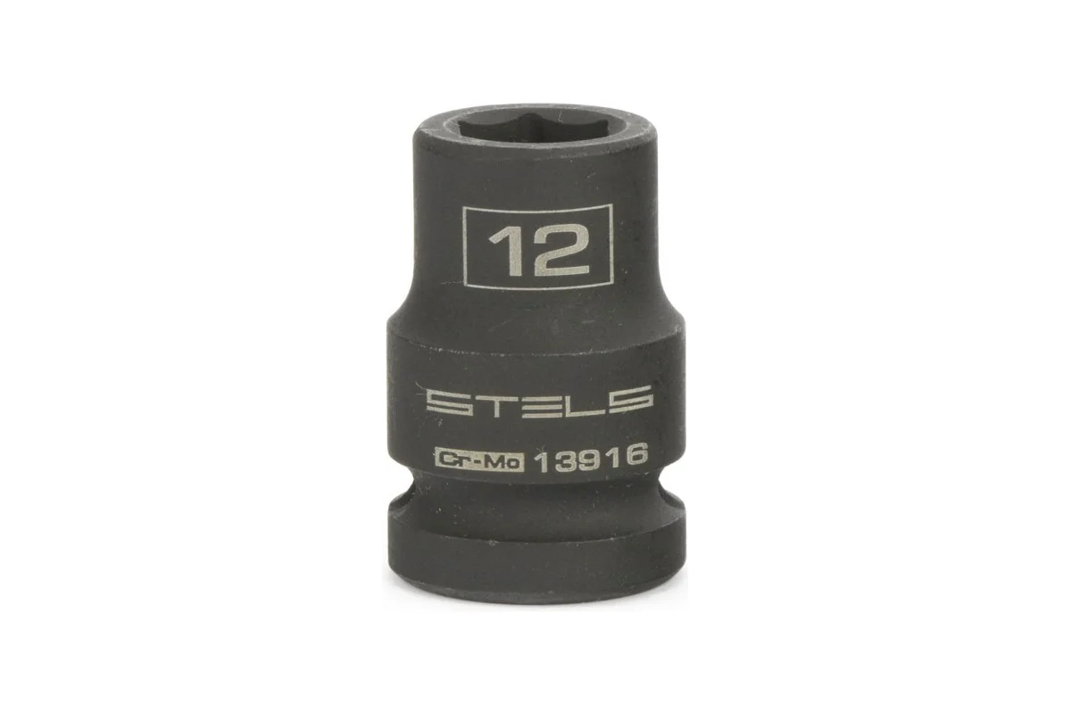 Головка торцевая ударная STELS 12мм, 1/2", 6-гранная, Cr-Mo