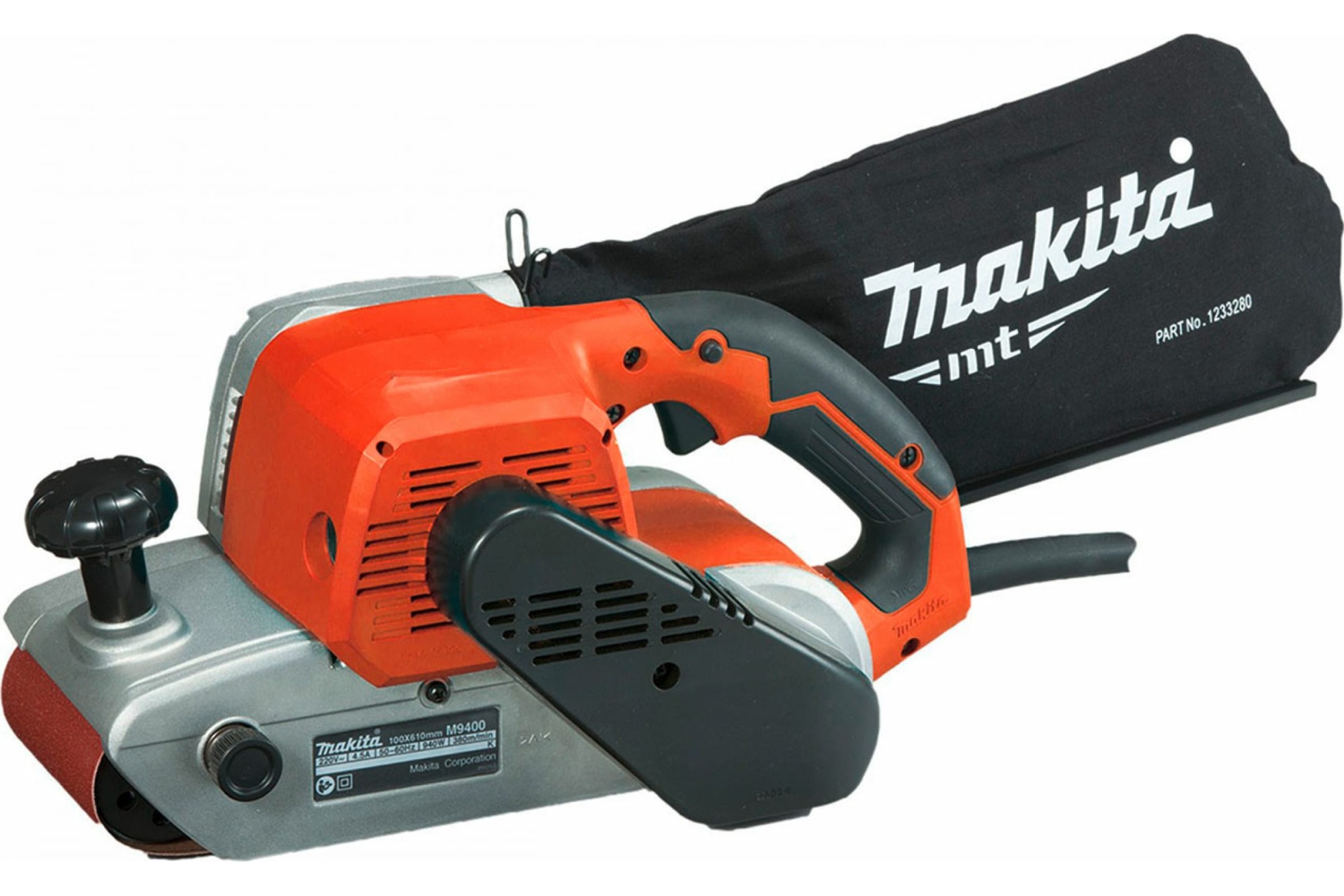 Ленточная шлифовальная машина M9400 (940Вт 100х610мм, 380м/мин, пылесборник, 6,2кг) MAKITA MT