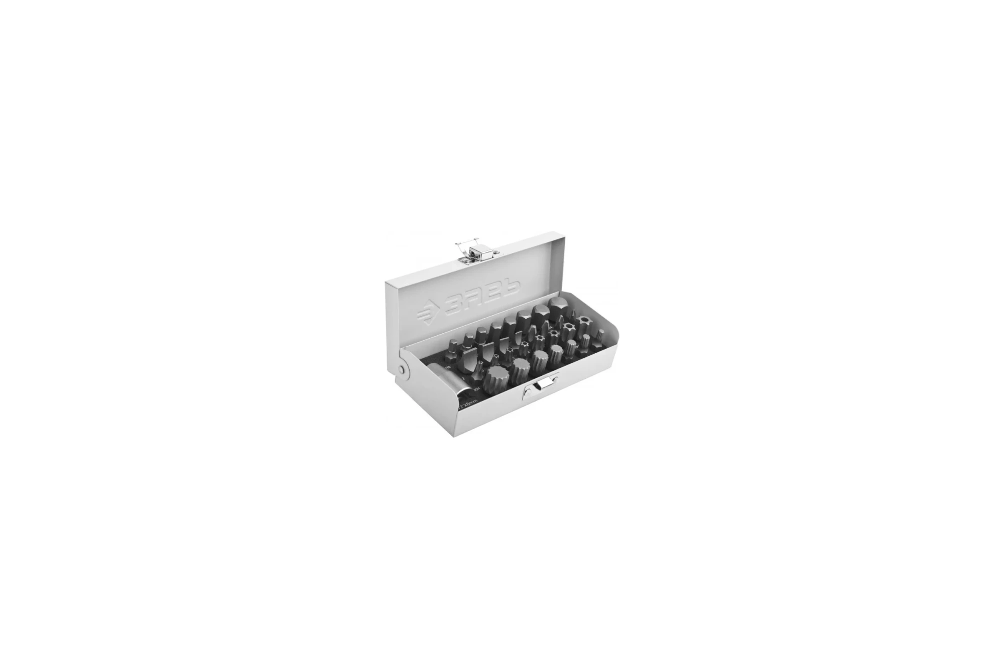 Набор специальных бит PH, SL, HEX, TORX, SPLINE 32 предм. ЗУБР "Авто-Эксперт" в металлическом боксе
