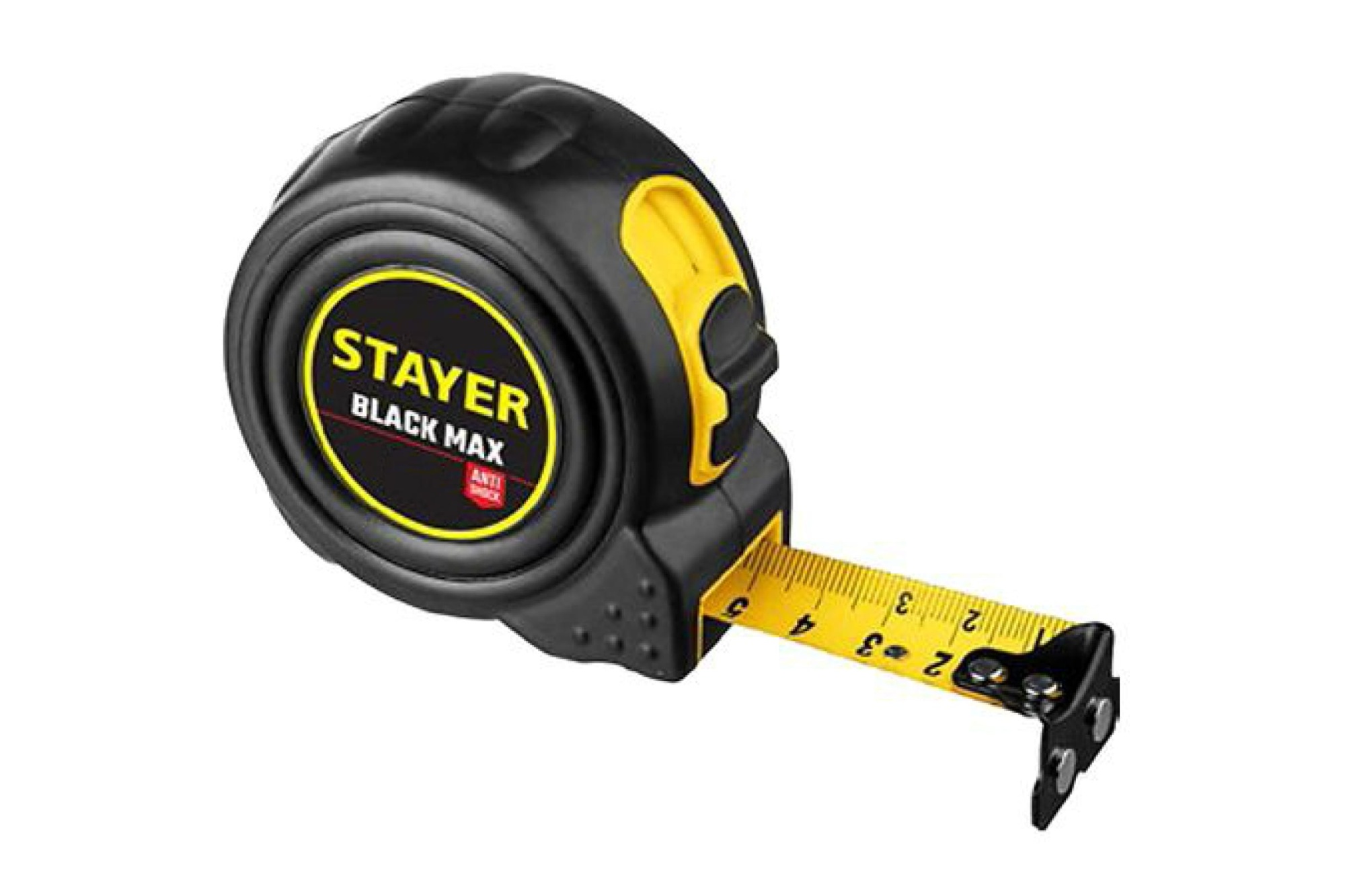 Рулетка Stayer "Profi" "BlackMax" 3м/16мм,  противоударный обрезиненный корпус, два фиксатора