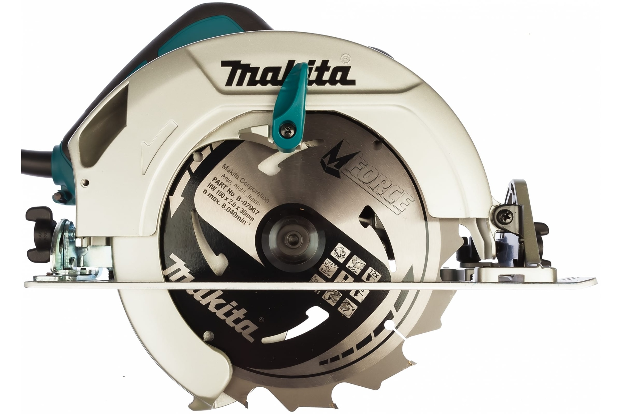 Пила дисковая HS7601 (1200Вт, Ø190х30мм, пропил 66мм, 5200мин-1, 4кг) MAKITA